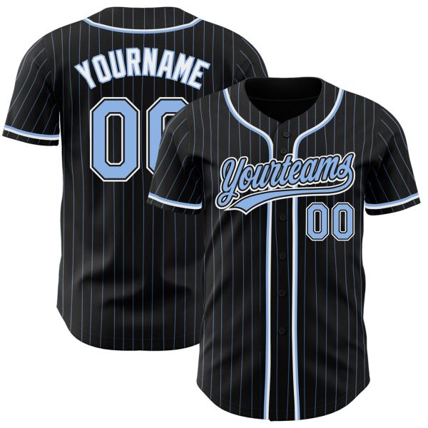 Custom Black Jersey, Personalized Black Baseball Jersey, Custom Baseball Jersey, Custom Black Light Blue-White Authentic Baseball Jersey Jezsport.com