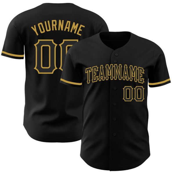 Custom Black Jersey, Personalized Black Baseball Jersey, Custom Baseball Jersey, Custom Black Old Gold Authentic Baseball Jersey Jezsport.com