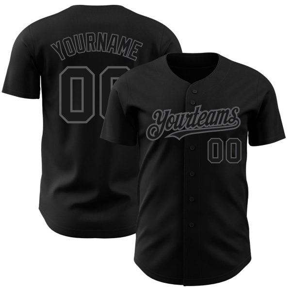 Custom Black Jersey, Personalized Black Baseball Jersey, Custom Baseball Jersey, Custom Black Steel Gray Authentic Baseball Jersey Jezsport.com