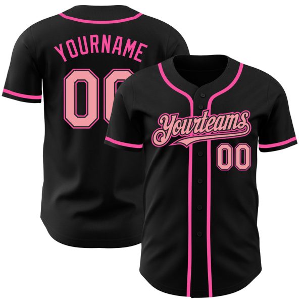 Custom Black Jersey, Personalized Black Baseball Jersey, Custom Baseball Jersey, Custom Black Medium Pink-Pink Authentic Baseball Jersey Jezsport.com