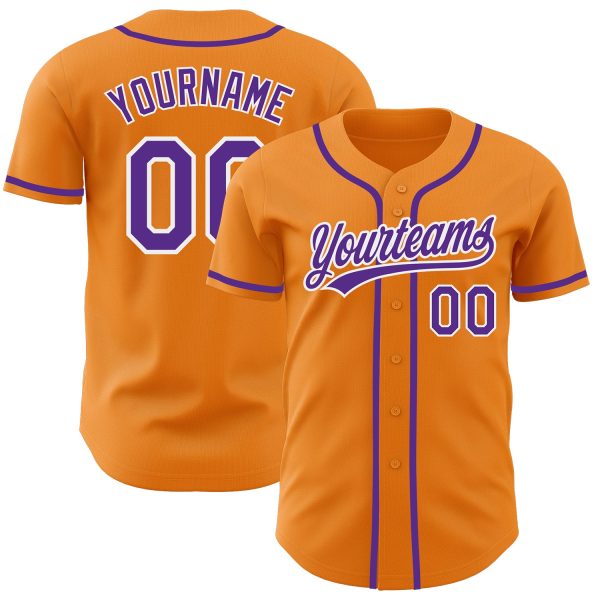 Personalized Baseball Jersey, Custom Jersey, Custom Bay Orange Purple-white Authentic Baseball Jersey, Custom Baseball Jersey Jezsport.com