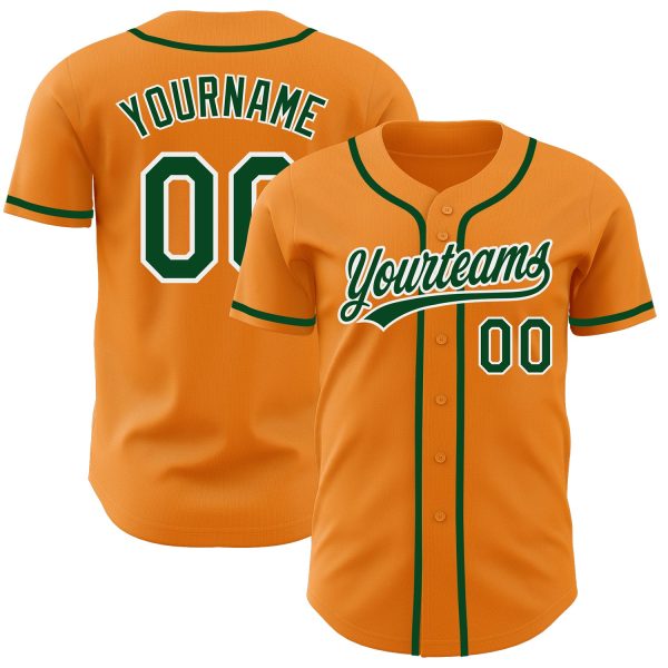 Personalized Baseball Jersey, Custom Jersey, Custom Bay Orange Green-white Authentic Baseball Jersey, Custom Baseball Jersey Jezsport.com