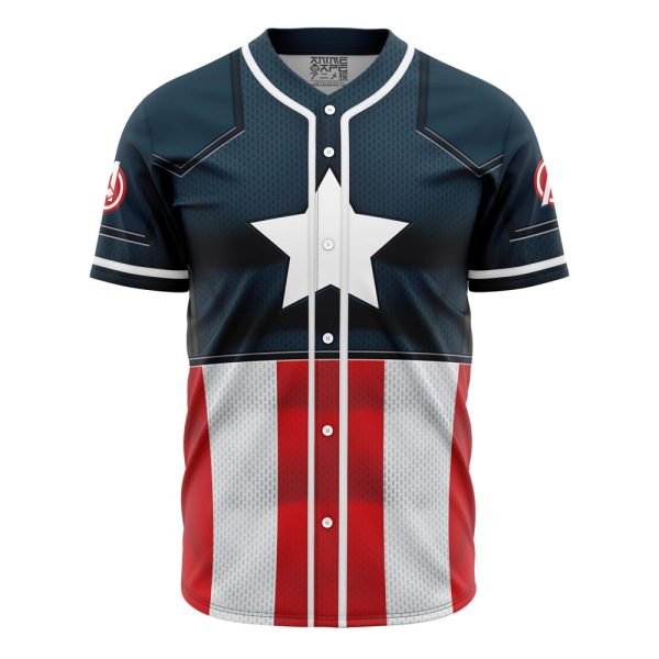 Captain America Cosplay Marvel Baseball Jersey 3D Printed, For Men and Women, Size XL Jezsport.com