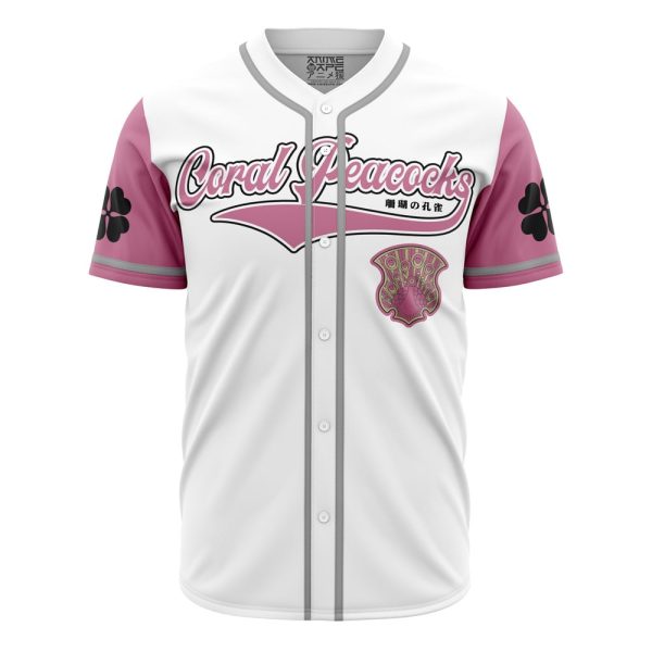 Coral Peacocks Black Clover Baseball Jersey 3D Printed, For Men and Women Jezsport.com