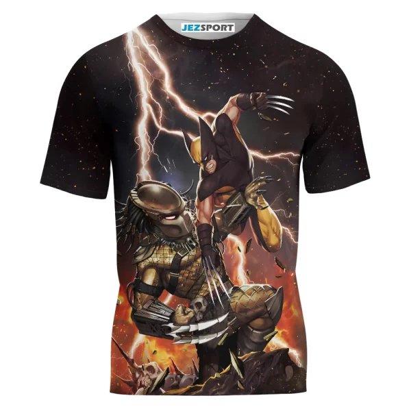 Predator Vs Wolverine Shirt, DC Comics Shirt For Men And Women T-shirt Jezsport.com