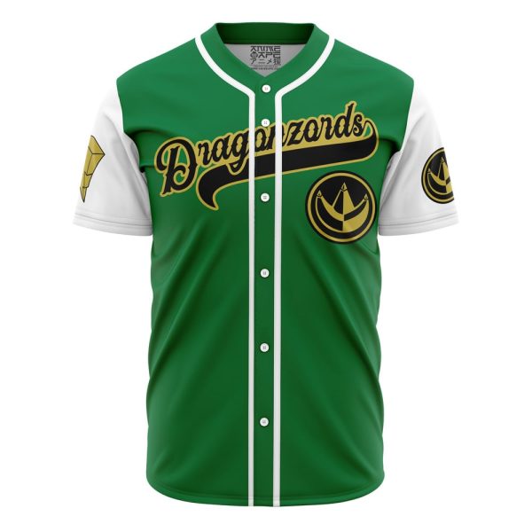 Green Dragonzords Tommy Oliver Power Rangers Baseball Jersey 3D Printed, For Men and Women, Size XL Jezsport.com