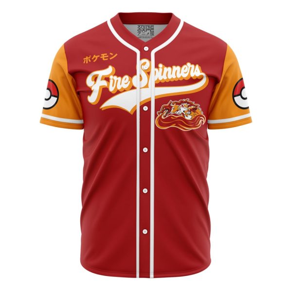 Fire Spinners Fire Type Pokemon Baseball Jersey 3D Printed, For Men and Women Jezsport.com