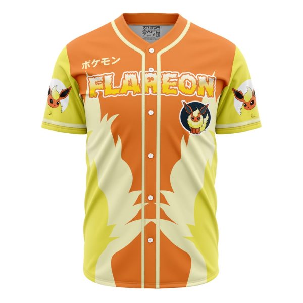 Flareon Eeveelution Pokemon Baseball Jersey 3D Printed, For Men and Women Jezsport.com