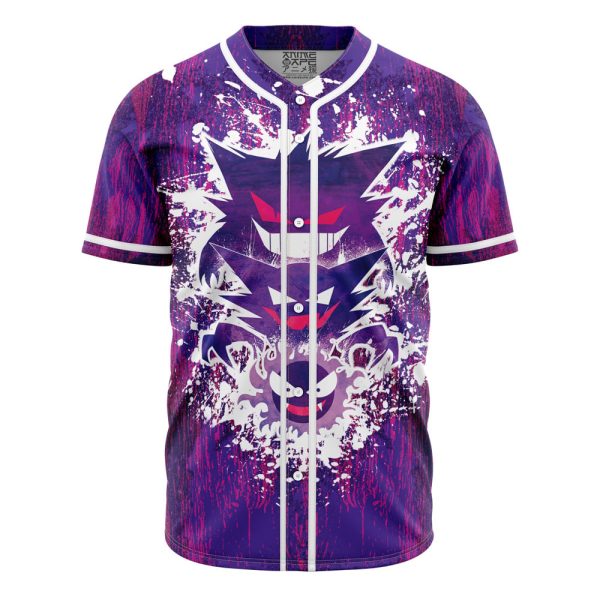 Trippy Ghostly Evolution Ghastly Haunter Gengar Pokemon Baseball Jersey 3D Printed, For Men and Women, Size XL Jezsport.com