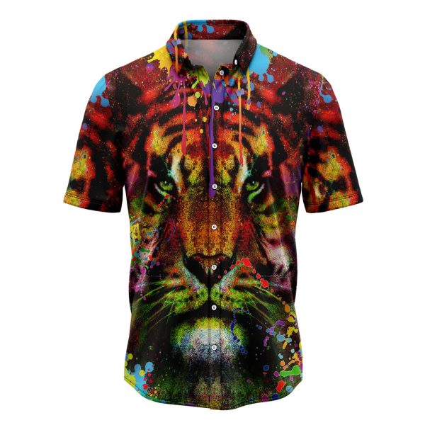 Colorful Tiger Hawaiian Shirt Summer Shirt For Men and Womenn Jezsport.com