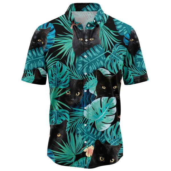 Black Cat Tropical Hawaiian Shirt Summer Shirt For Men and Women Jezsport.com