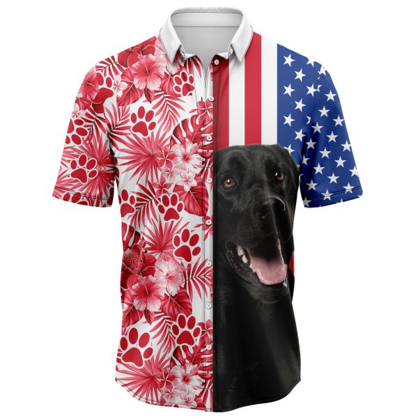 Black Labrador Retriever USA and Tropical Hawaiian Shirt Summer Shirt For Men and Womenn Jezsport.com