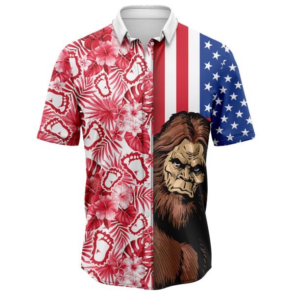 Bigfoot USA and Tropical Hawaiian Shirt Summer Shirt For Men and Women Jezsport.com