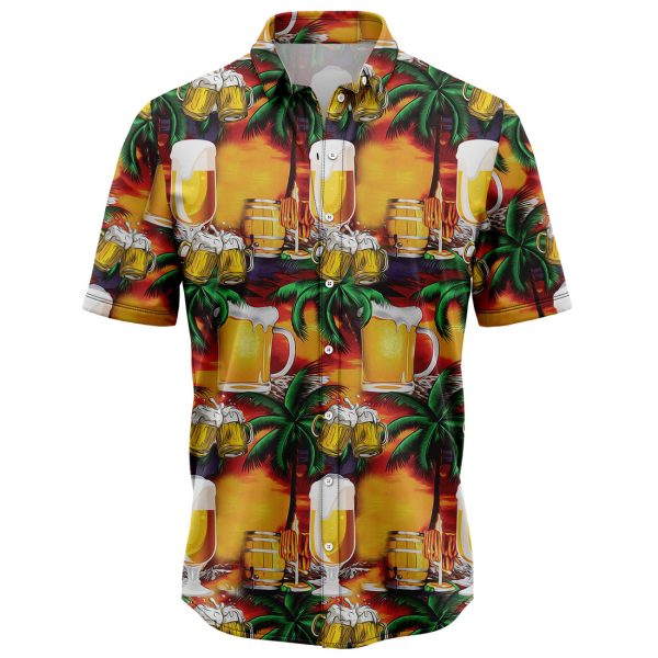 Beer Palm Tree Hawaiian Shirt Summer Shirt For Men and Womenn Jezsport.com