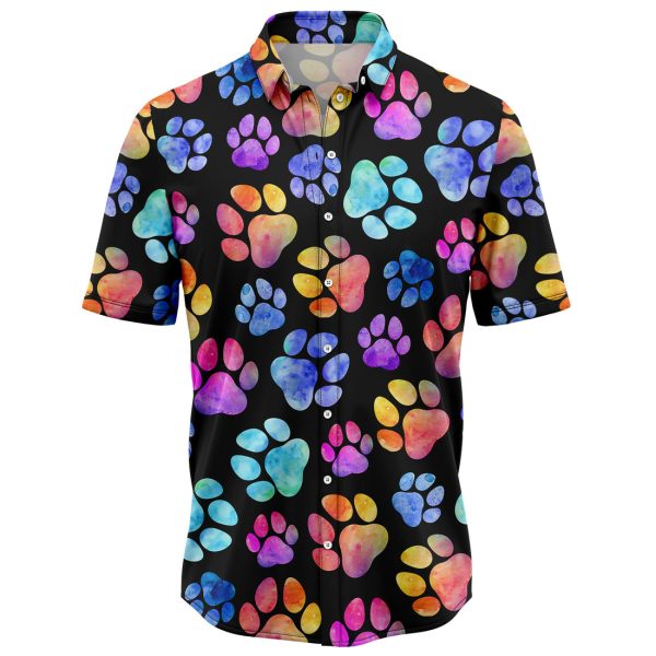 Dog Pawprint Colorful Hawaiian Shirt, Summer Shirt For Men and Women, Short Sleeve Jezsport.com