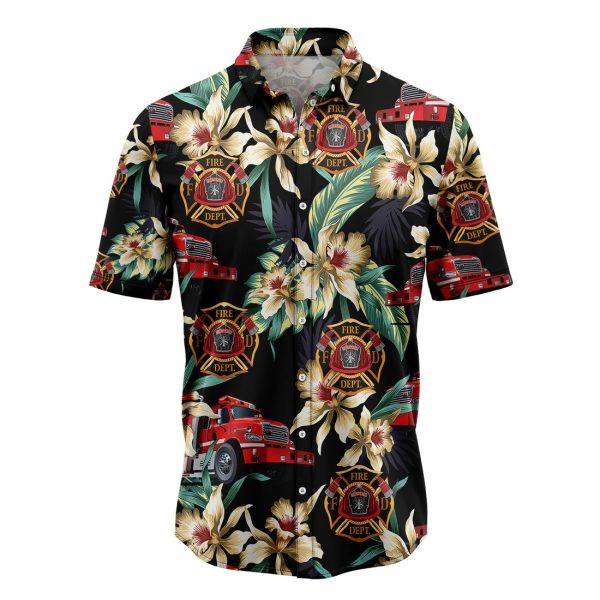 Firefighter Floral Vintage Hawaiian Shirt Summer Shirt For Men and Women Jezsport.com