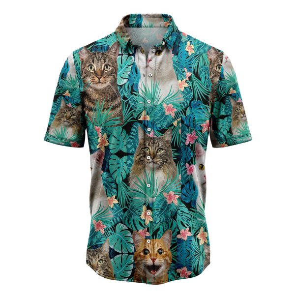 Cat Tropical Hawaiian Shirt Summer Shirt For Men and Women Jezsport.com