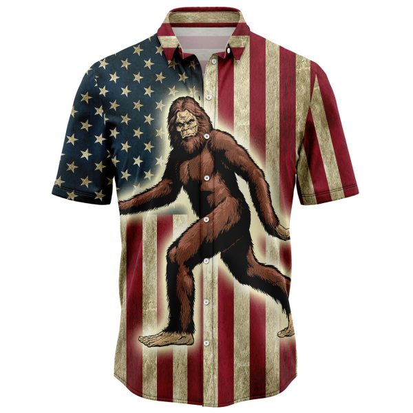 Big Foot American Flag Hawaiian Shirt Summer Shirt For Men and Women Jezsport.com