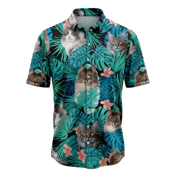 Tropical Norwegian Forest Cat Hawaiian Shirt Summer Shirt For Men and Women Jezsport.com