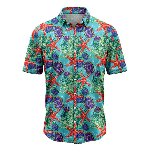 Starfish Underwater Floral Hawaiian Shirt Summer Shirt For Men and Women Jezsport.com