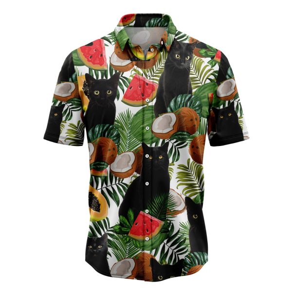 Black Cat Tropical Fruit Hawaiian Shirt Summer Shirt For Men and Womenn Jezsport.com