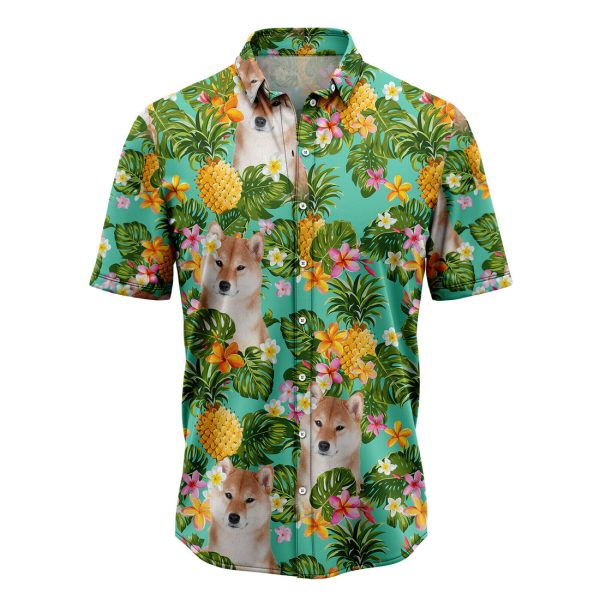 Tropical Pineapple Shiba Inu Hawaiian Shirt Summer Shirt For Men and Womenn Jezsport.com