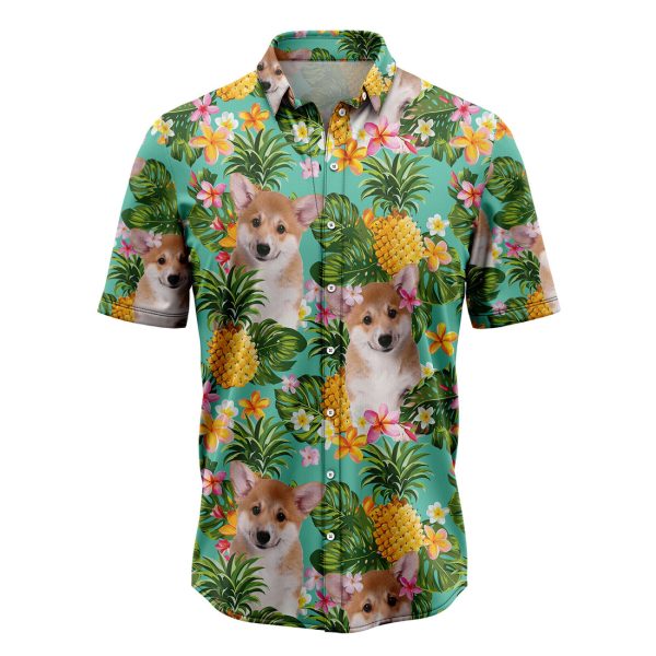 Tropical Pineapple Pembroke Welsh Corgi Hawaiian Shirt Summer Shirt For Men and Womenn Jezsport.com