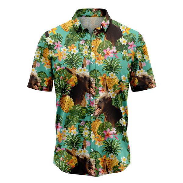 Tropical Pineapple Donkeys Hawaiian Shirt Summer Shirt For Men and Womenn Jezsport.com