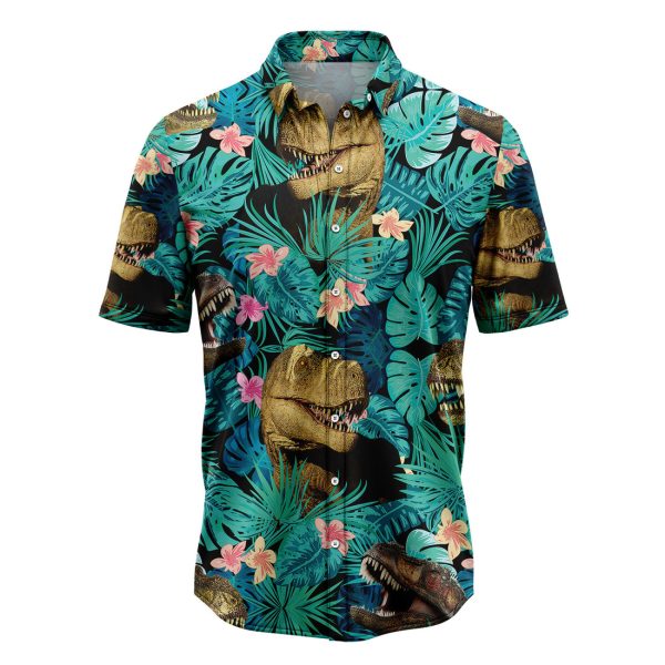 T-rex Tropical Hawaiian Shirt Summer Shirt For Men and Womenn Jezsport.com