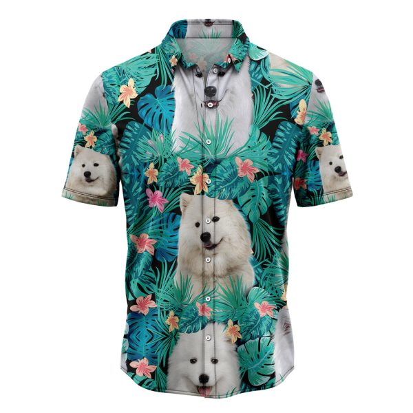 Samoyed Tropical Hawaiian Shirt Summer Shirt For Men and Womenn Jezsport.com