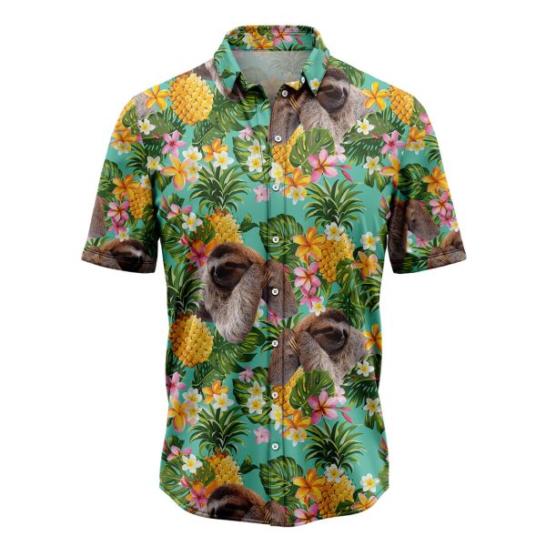 Tropical Pineapple Sloth Hawaiian Shirt, Summer Shirt For Men and Women, Short Sleeve Jezsport.com