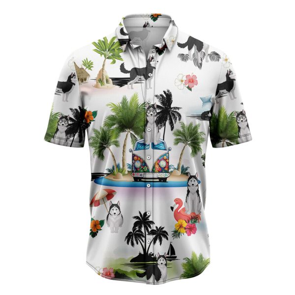 Siberian Husky Vacation Hawaiian Shirt, Summer Shirt For Men and Women, Short Sleeve Jezsport.com