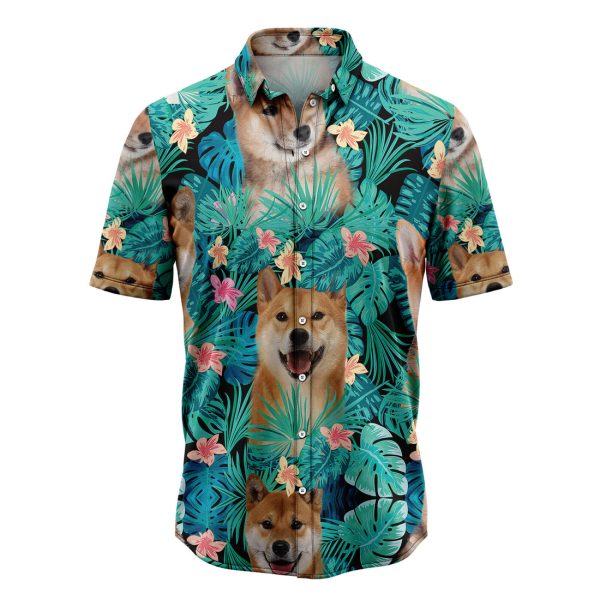 Shiba Inu Tropical Hawaiian Shirt, Summer Shirt For Men and Women, Short Sleeve Jezsport.com