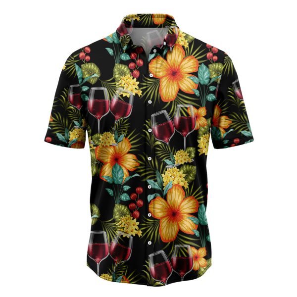 Red Wine Colorful Floral Hawaiian Shirt Summer Shirt For Men and Women Jezsport.com