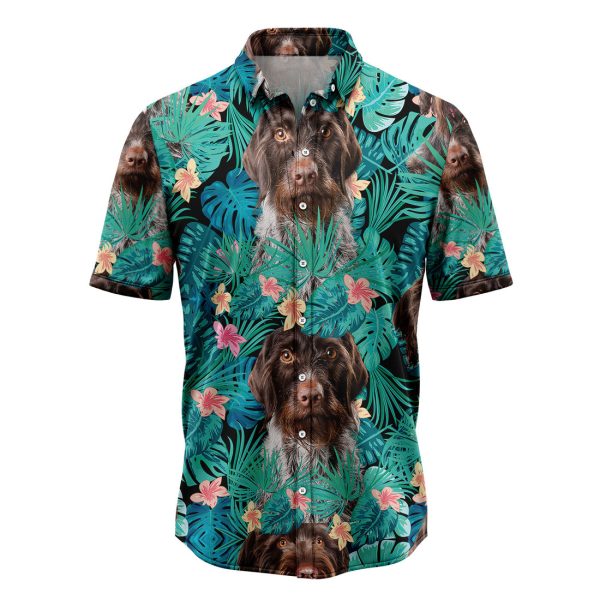 German Wirehaired Pointer Tropical Hawaiian Shirt, Summer Shirt For Men and Women, Short Sleeve Jezsport.com