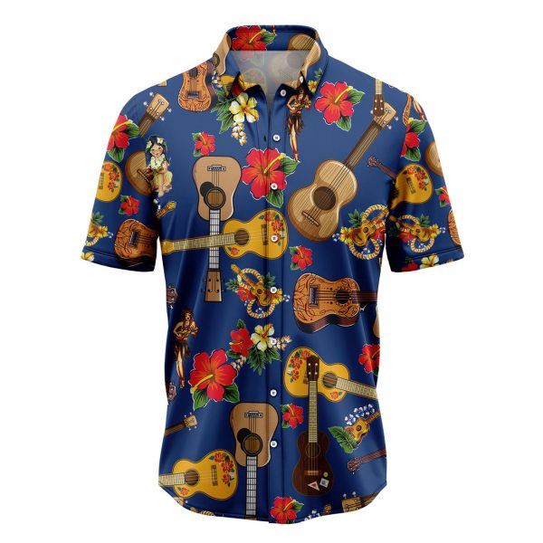 Ukulele Hibiscus Hawaiian Shirt, Summer Shirt For Men and Women, Short Sleeve Jezsport.com