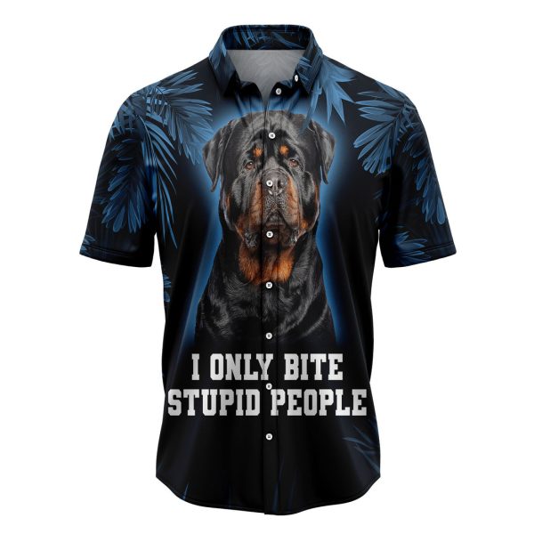 Rottweiler Only Bite Stupid People Hawaiian Shirt, Summer Shirt For Men and Women, Short Sleeve Jezsport.com