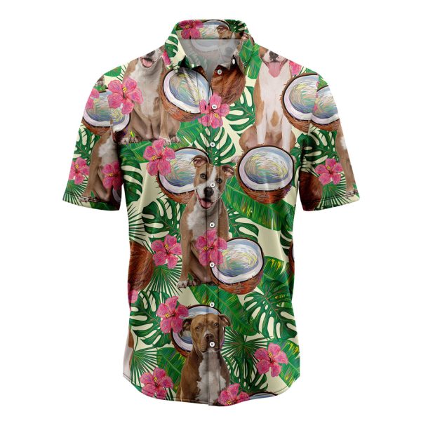 American Staffordshire Terrier Tropical Coconut Hawaiian Shirt, Summer Shirt For Men and Women, Short Sleeve Jezsport.com