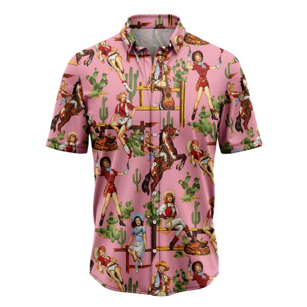 Vintage Cow Girl Hawaiian Shirt Summer Shirt For Men and Women Jezsport.com