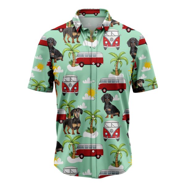 Dachshund Hippie Car Hawaiian Shirt Summer Shirt For Men and Women Jezsport.com