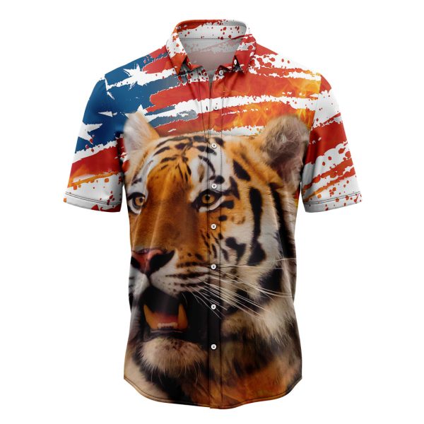 Tiger USA Flag Hawaiian Shirt, Summer Shirt For Men and Women, Short Sleeve Jezsport.com