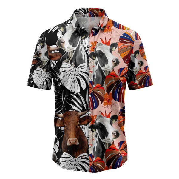 Cow Floral Hawaiian Shirt Summer Shirt For Men and Women Jezsport.com