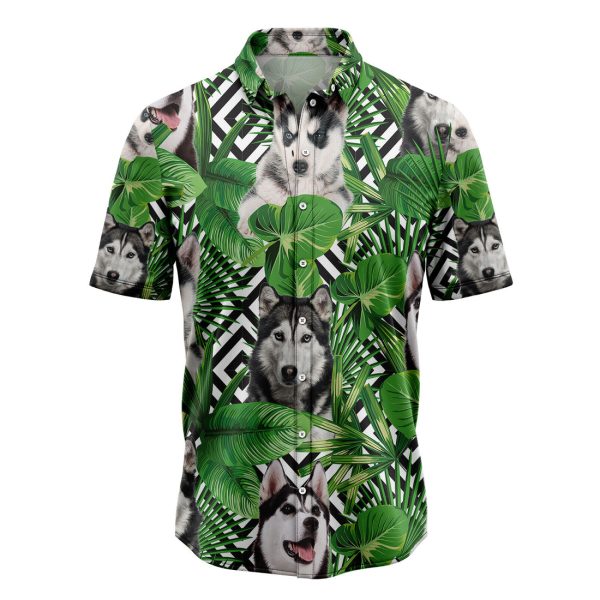 Summer Exotic Jungle Tropical Siberian Husky Hawaiian Shirt Summer Shirt For Men and Women Jezsport.com