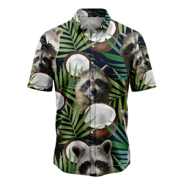 Raccoon Coconut Tropical Hawaiian Shirt Summer Shirt For Men and Women Jezsport.com