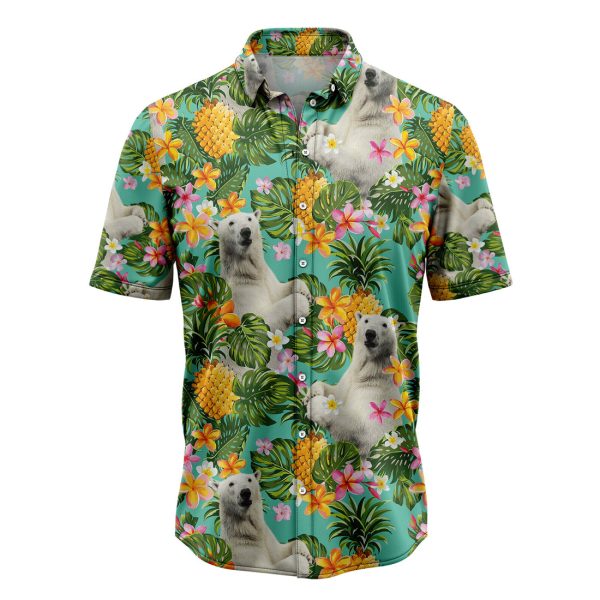 Tropical Pineapple Polar Bear Hawaiian Shirt, Summer Shirt For Men and Women, Short Sleeve Jezsport.com