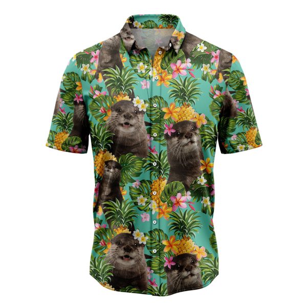 Tropical Pineapple Otter Hawaiian Shirt Summer Shirt For Men and Women Jezsport.com