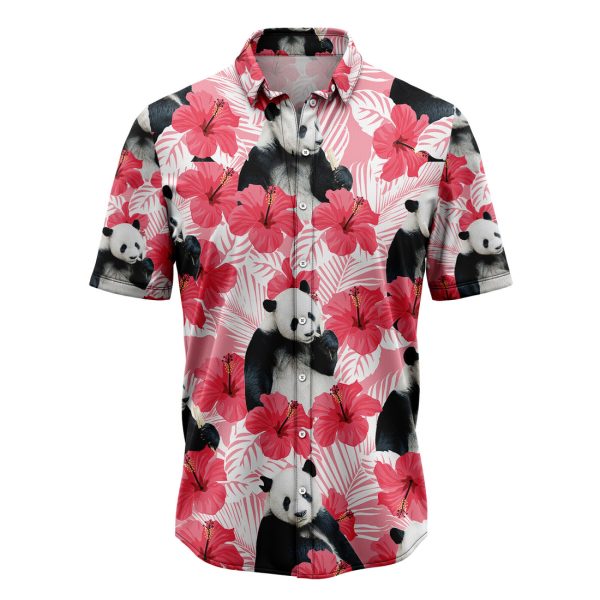 Tropical Flowers Hibiscus Panda Hawaiian Shirt Summer Shirt For Men and Women Jezsport.com