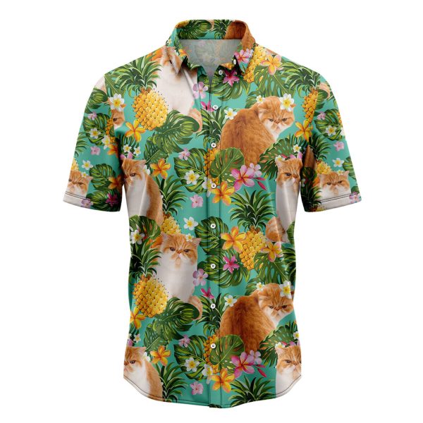 Tropical Pineapple Exotic Shorthair Hawaiian Shirt Summer Shirt For Men and Women Jezsport.com