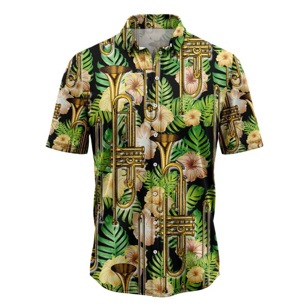 Trumpet Yellow Hibiscus Flower Hawaiian Shirt Summer Shirt For Men and Women Jezsport.com