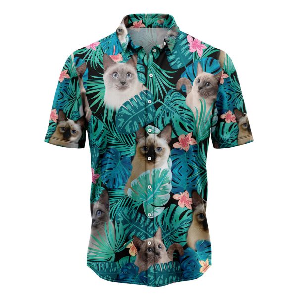 Thai Cat Green Tropical Hawaiian Shirt Summer Shirt For Men and Women Jezsport.com